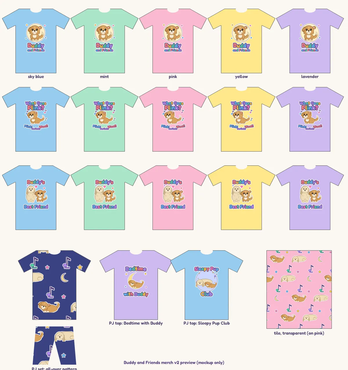 Preview of Buddy and Friends shirts, pajamas and more